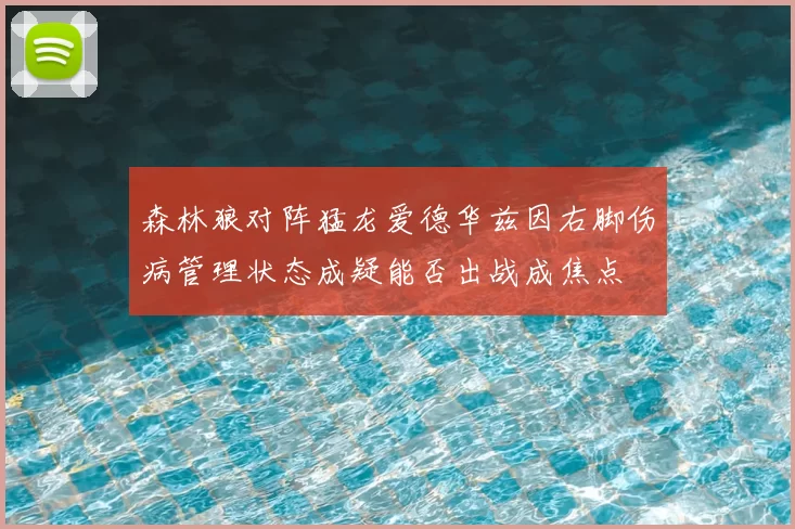 森林狼对阵猛龙爱德华兹因右脚伤病管理状态成疑能否出战成焦点